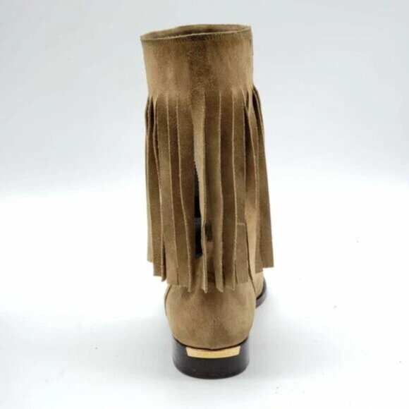 Burberry Light Brown Suede Norland Fringed Boots 260-082925 - Picture 5 of 12